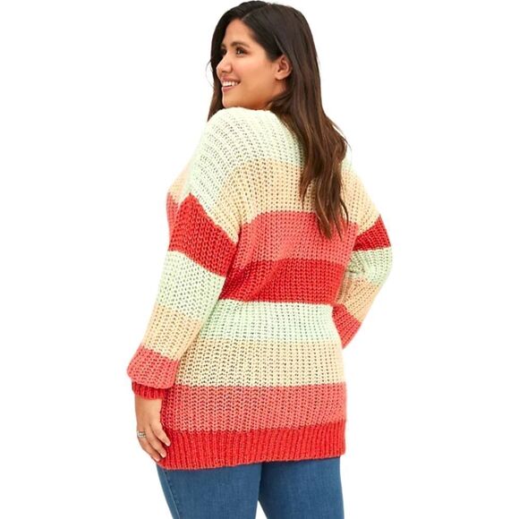 TORRID Plus Size multi- color striped V- neck cozy pullover sweater 1X-2X - Picture 10 of 14